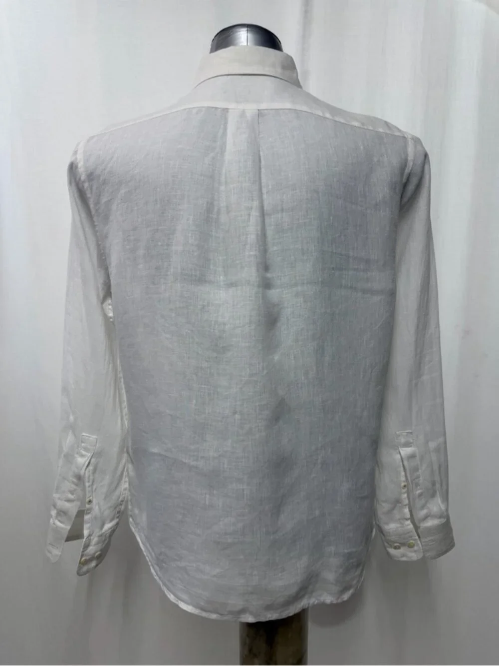 Banana Republic Men 16.5x36 White Linen Button Down Long Sleeve Shirt 1771